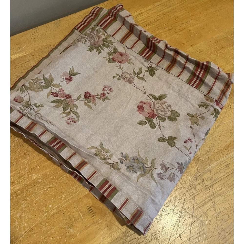 Vtg Ralph Lauren Rose Floral Valance Cotton ROSE PINK‎ Bluebells striped 60x15"